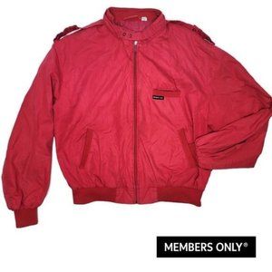 Members only red bomber jacket wind breaker size 46 per size chart is a small.